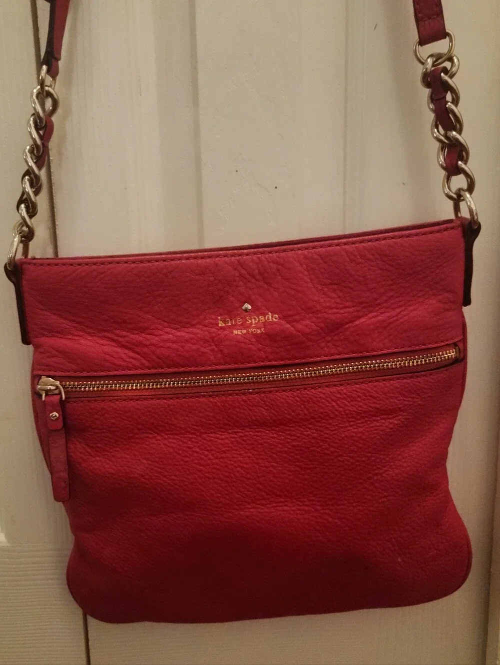 Kate Spade Pink Pebbled Leather Chain-Accent Crossbody Great Condition!!